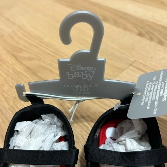 Disney Minnie Mouse Slipper Shoes Sz 6-12 mos Flats Dress Polka Dot Baby Girl - Picture 3 of 5